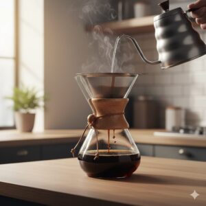 Cafetera Chemex 800 ml de bambú con filtro reutilizable