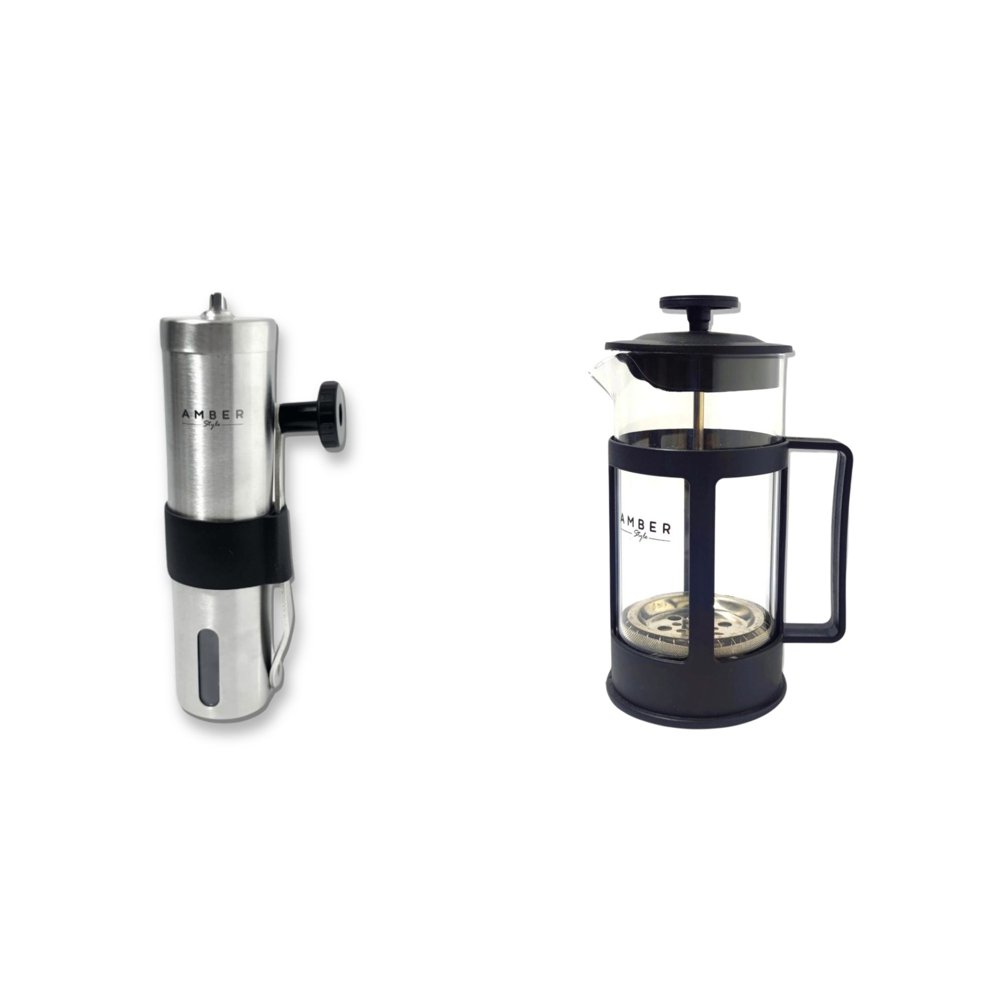 Kit prensa francesa 350 ml y molino de café manual