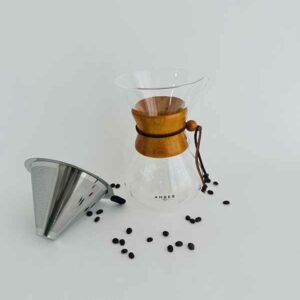 Cafetera Chemex vidrio y bambú 800ml filtro acero inoxidable