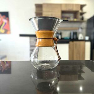 Cafetera Chemex vidrio y bambú 400ml filtro acero inoxidable